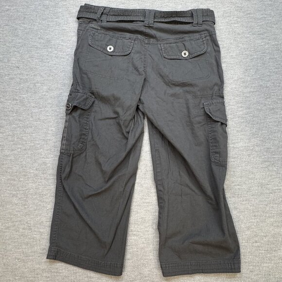 Columbia Womens Gray Cargo Capri Pants Size 4 Pockets Belted Double Button Waist - Picture 2 of 15